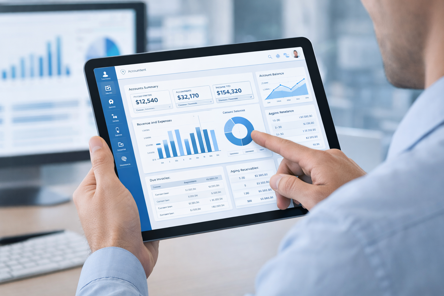 Acompanhamento financeiro pelo tablet